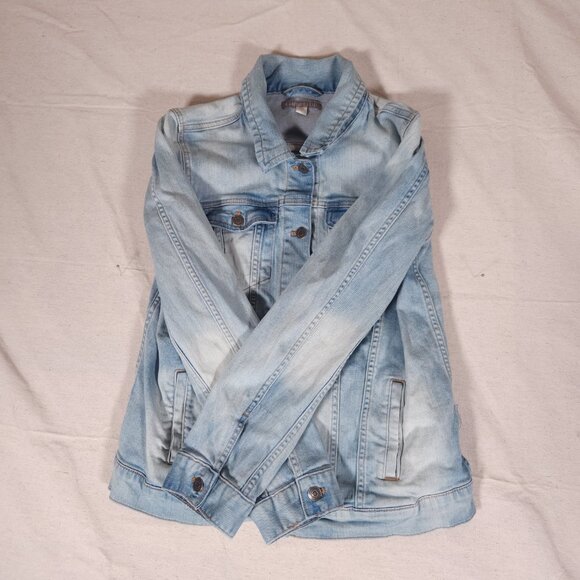 Garnet Hill Relaxed Denim Jeans Jacket Womens Size 8 Organic Cotton Blend - Picture 13 of 15